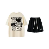 Apricot Top+Black Shorts