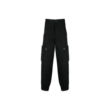 MSGM Contrasting Stitch Logo Patch Cargo Trousers