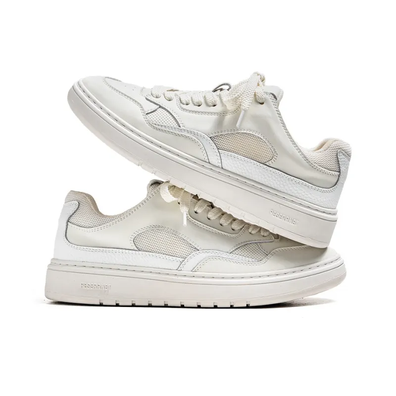 IZEIZIG Abrasion Resistant Lightweight Breathable Height Increasing Low Top Skateboard Shoes Men's White-3