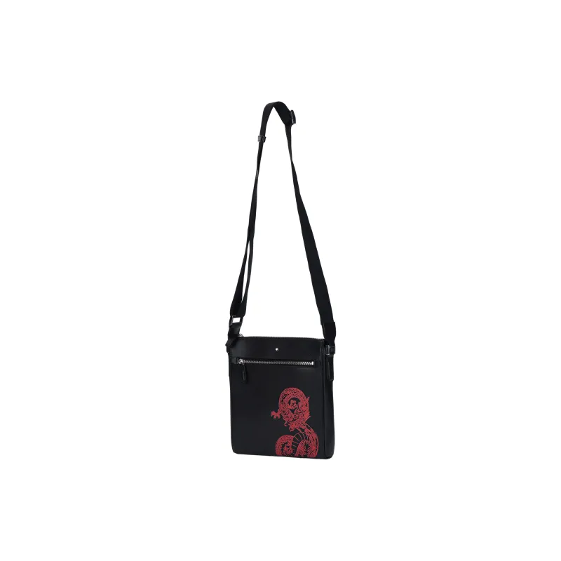 MONTBLANC Cross Grain Cow Leather Lightweight Shoulder Bag, Crossbody Bag Small Size Men's Black-1