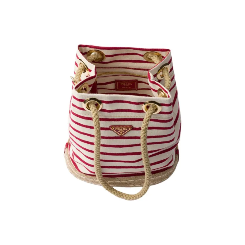 PRADA Cotton Polyester Shoulder Bag Trumpets Women's Pomegranate Yellow & Red-3