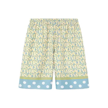 VERSACE All Over Logo Printed Knee Length Shorts