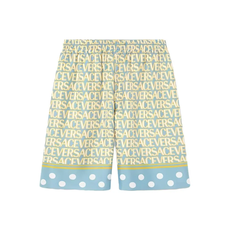VERSACE All Over Logo Printed Knee Length Shorts-0