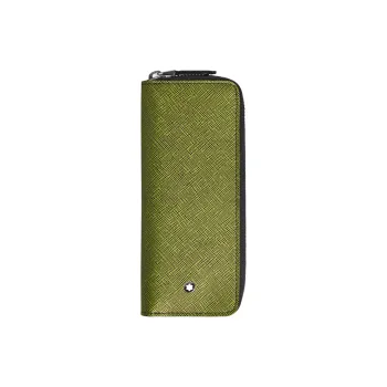MONTBLANC Leather Pen Pouch Storage Bag Unisex Green