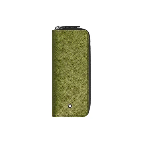 MONTBLANC Leather Pen Pouch Storage Bag Unisex Green