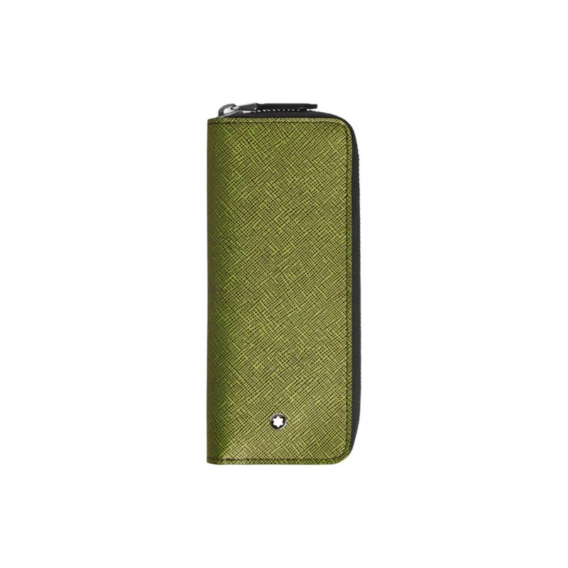 MONTBLANC Leather Pen Pouch Storage Bag Unisex Green-0