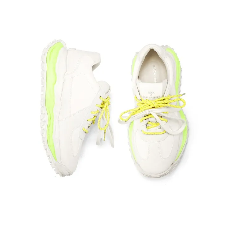 JOOC Trendy Cortez Shoes Height Increasing Breathable Low Top Casual Shoes Women's Ecru-3