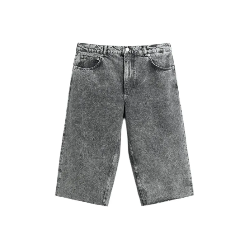 ZARA Denim Shorts Men Gray-0