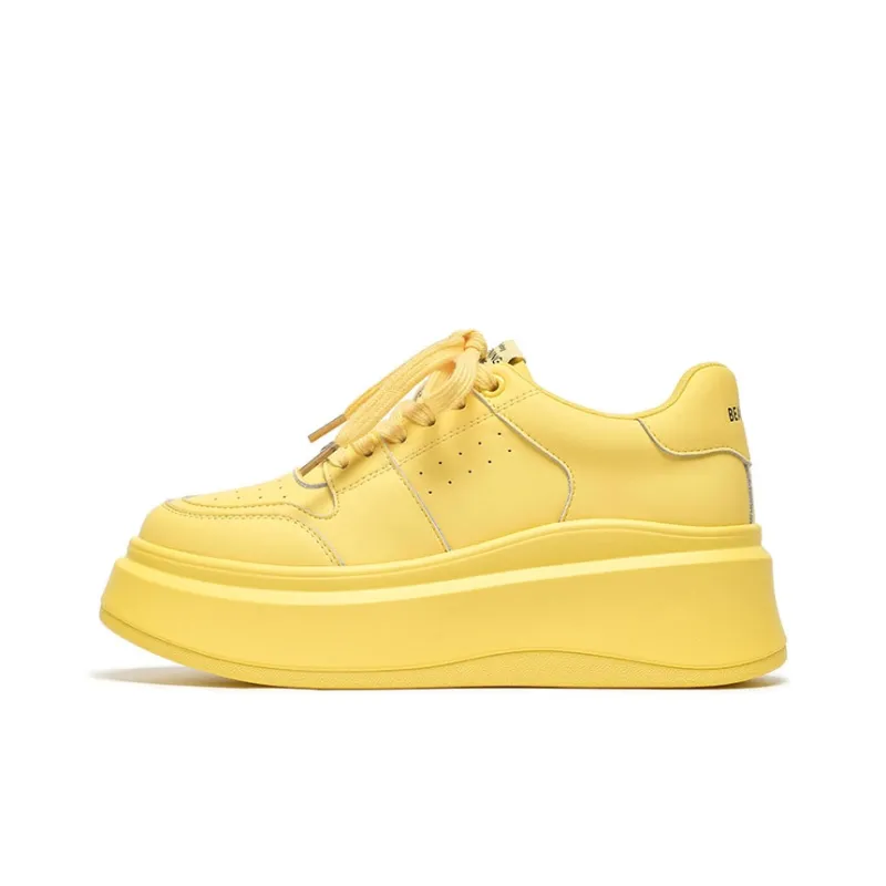 Beau Today Slip Resistant Low Top Skateboard Shoes Unisex Yellow-0