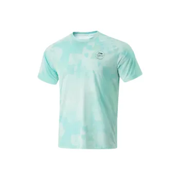 LiNing Running Collection T Shirt Men's Standard White/Fluorescent Yellow Green/Bamboo Emerald Green Full Base Print