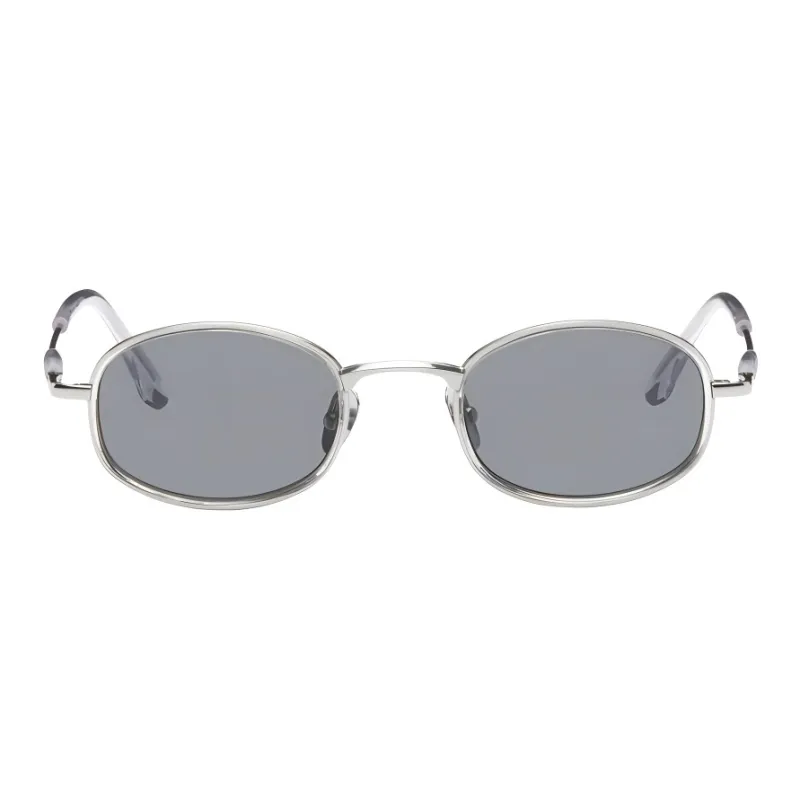 BONNIECLYDE Acetate Metal Irregular Shape Sunglasses Men's Silver-0