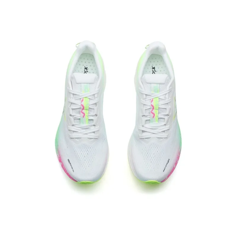 XTEP Cushioning Spin 12 Running Shoes Men Low Top Classic White, Fluorescent Light Yellow Green-3