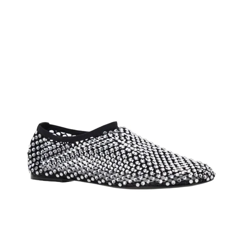 STRATEGIA Rete Strass Casual Single Shoes Women's Silver-2