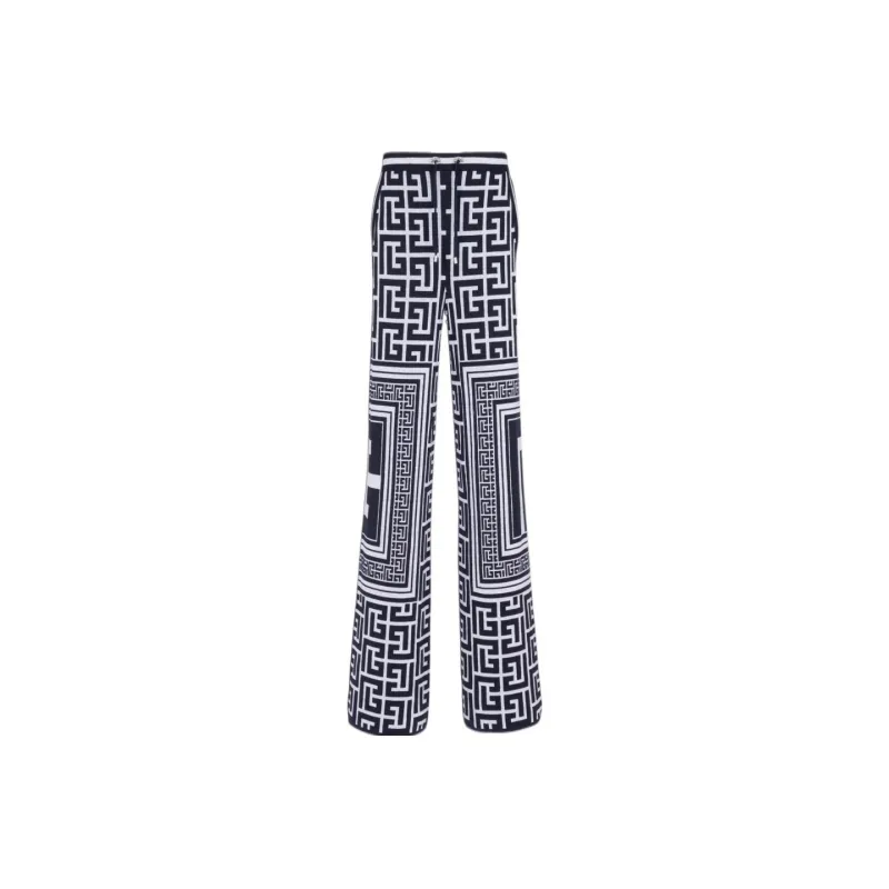 BALMAIN Monogram pattern Straight leg Trousers-0