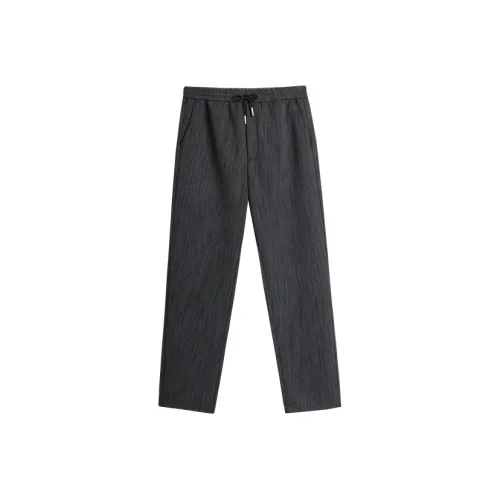 EHE Casual Pants Men's Black Gray Print