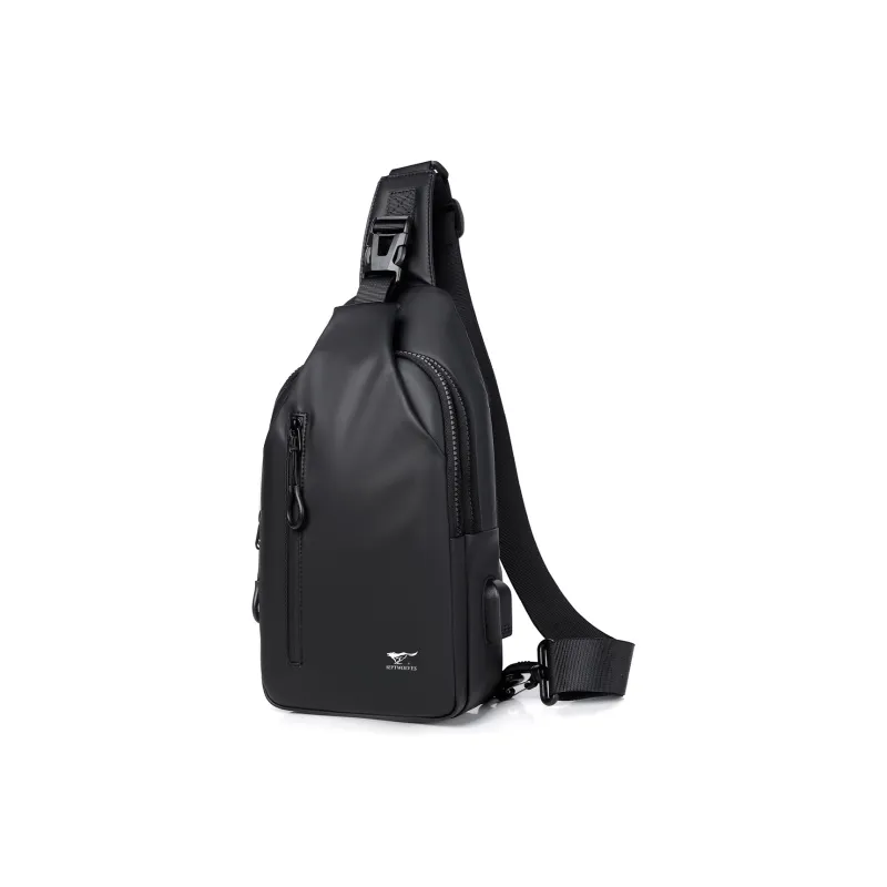 SEPTWOLVES Fabric Sling Bag Men's Black-1