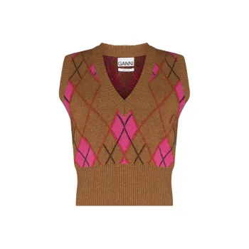 GANNI Tank Tops Women's Brown