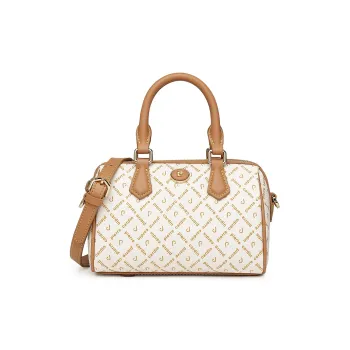 PIERRE CARDIN PVC Boston Bag, Shoulder Bag, Crossbody Bag, Handbag Regular Women's Beige