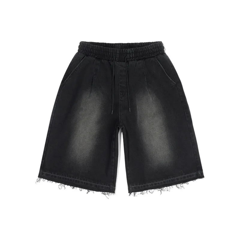 SWAMP AREA Denim Shorts Unisex Black-0