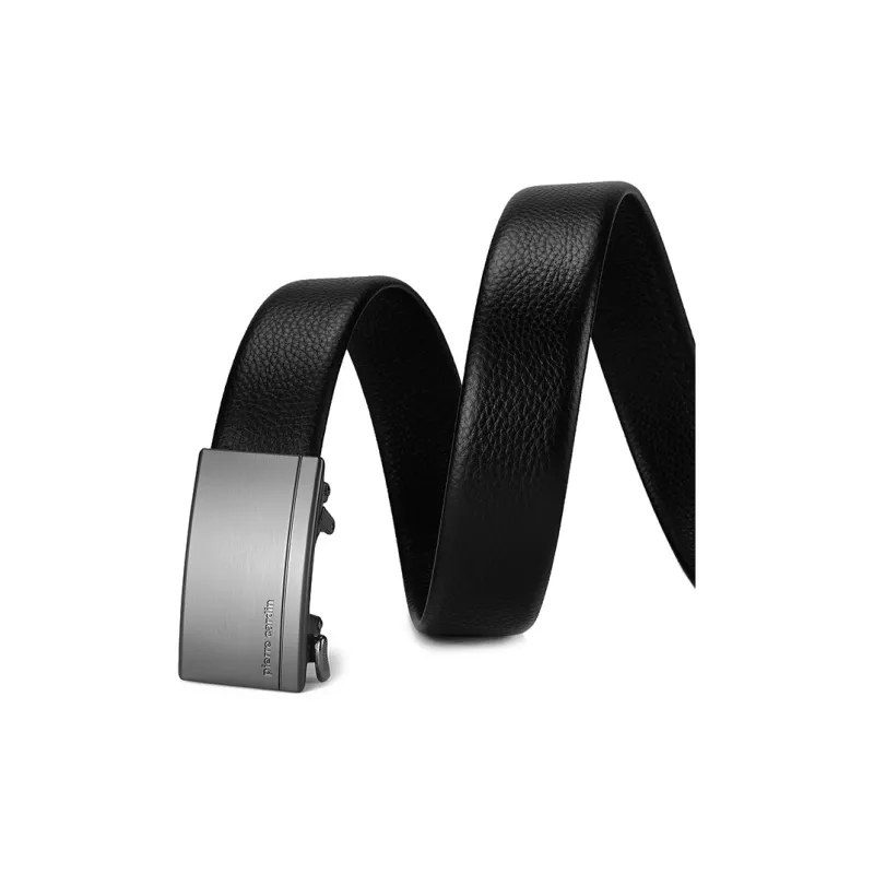 PIERRE CARDIN Top Grain Cow Leather Belts Men's Black 3.5cm-5