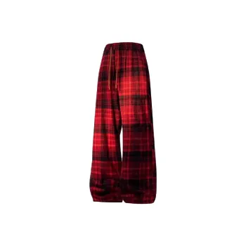 KIRHNE Casual Pants Unisex Burgundy