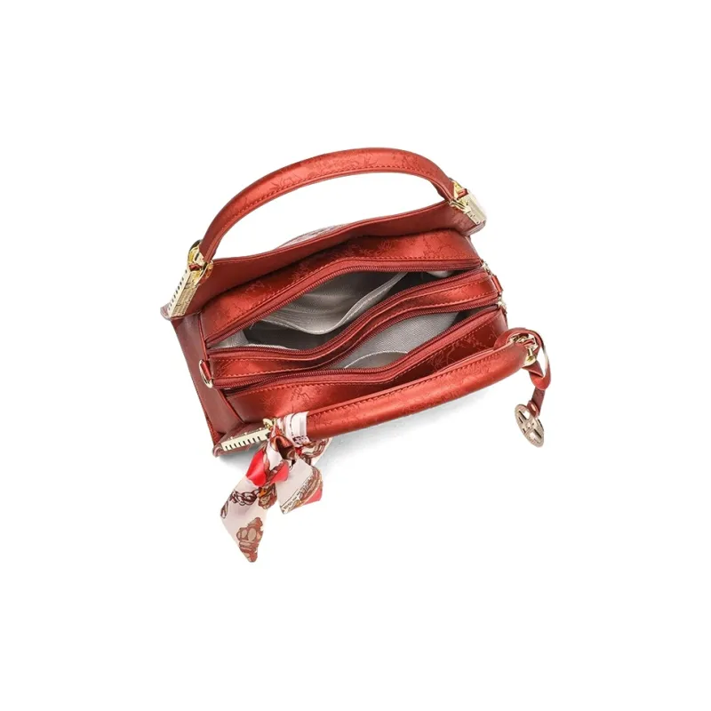 CLEVER& KETCH PU Shoulder Bag, Handbag Women's Red/Apricot-4