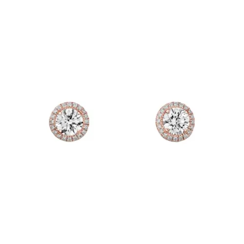 CARTIER Diamond Stud Earrings Unisex Rose Gold