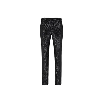 HUGO BOSS Trousers In Sequinned Performance Stretch Satin Casual Pants Men's Black