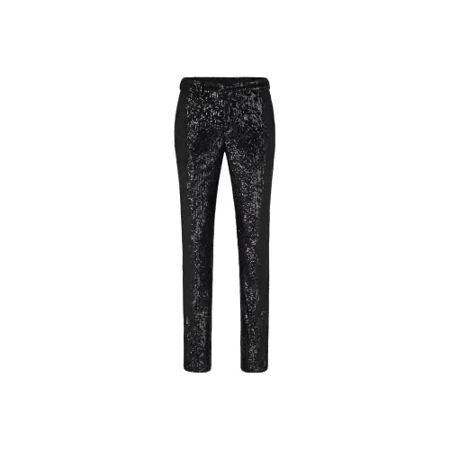 HUGO BOSS Trousers In Sequinned Performance Stretch Satin Casual Pants Men's Black