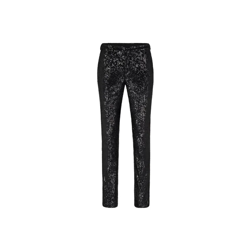 HUGO BOSS Trousers In Sequinned Performance Stretch Satin Casual Pants Men's Black-0