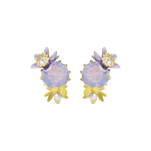 LES NEREIDES Gold Plated Stud Earrings Women's Purple