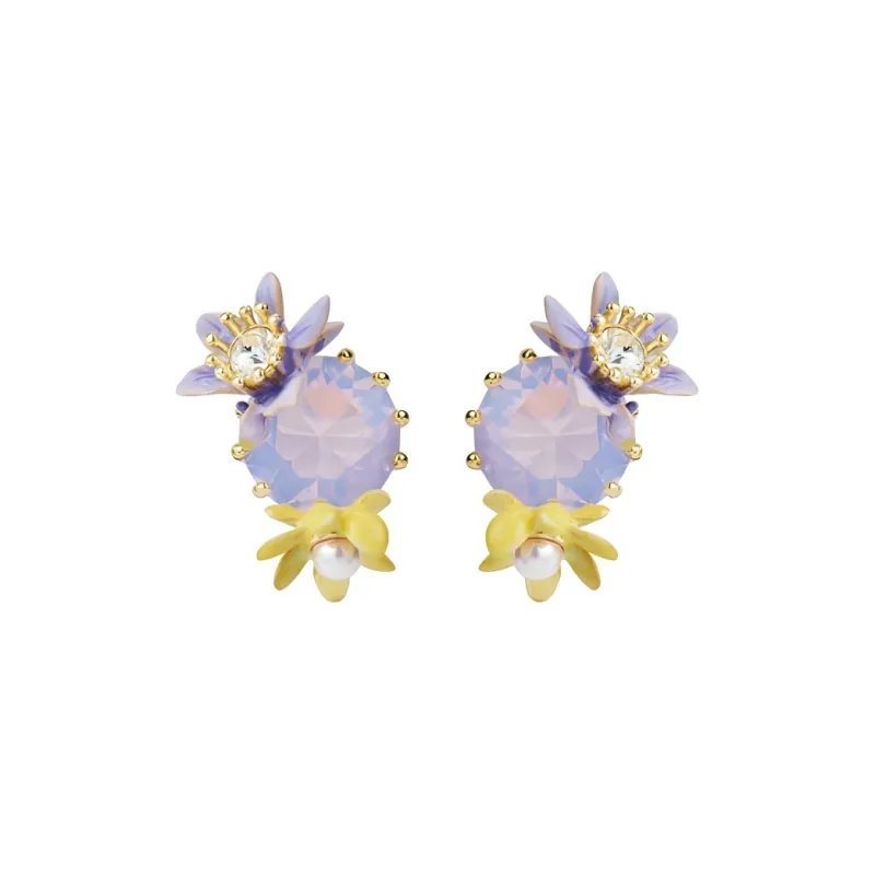 LES NEREIDES Gold Plated Stud Earrings Women's Purple-0
