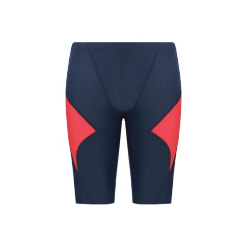 BALNEAIRE Swimming Shorts Men Red Blue Patchwork