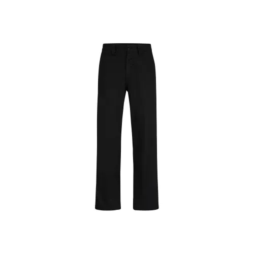 HUGO BOSS Straight Fit Trousers In Stretch Cotton Twill Casual Pants Men's Black