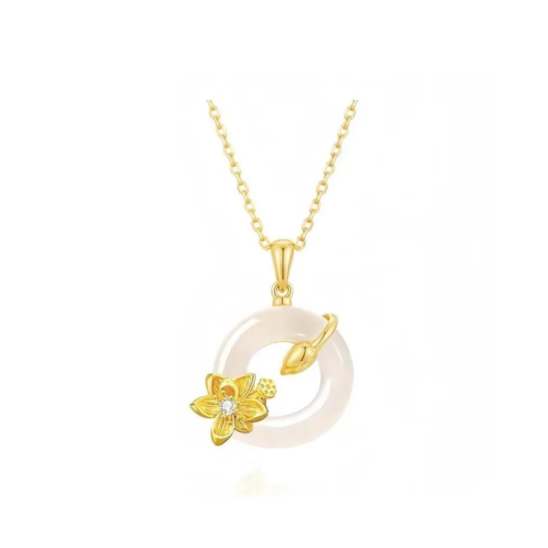 JINJI Natural Chalcedony Necklaces Women's-12