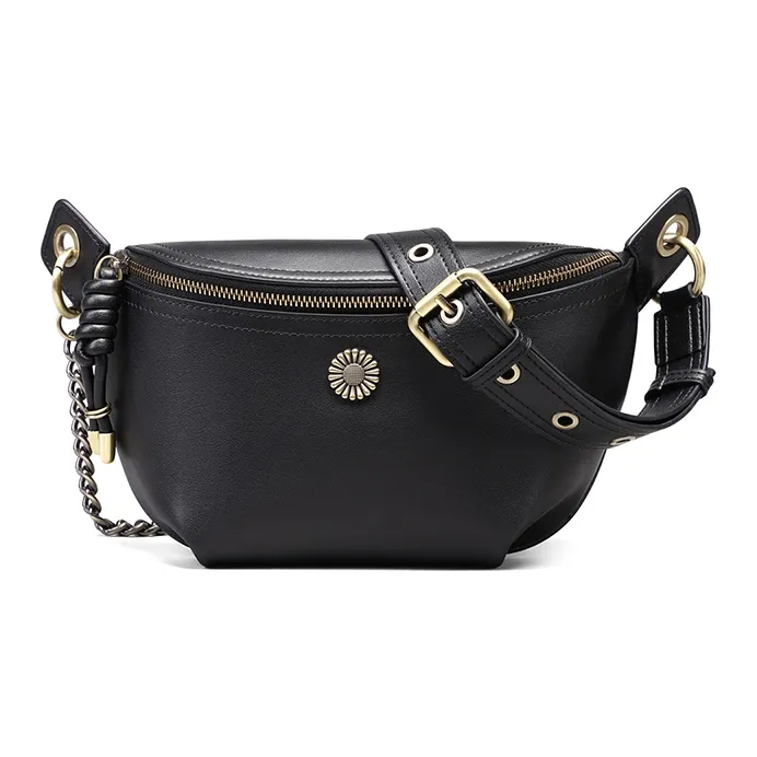 PT'SON Cow Leather Saddle Bag, Shoulder Bag, Crossbody Bag Regular Women's Black-5