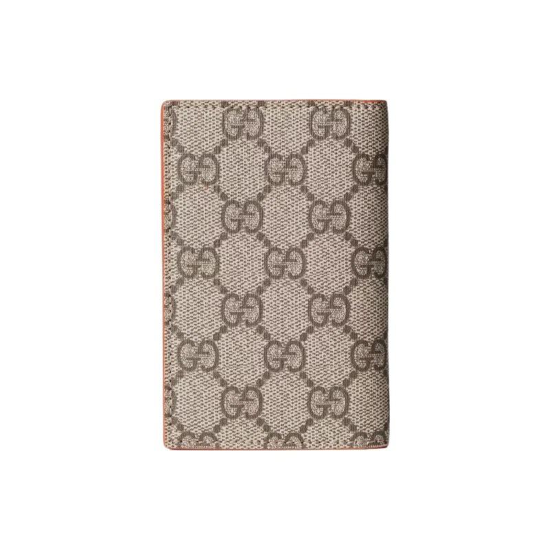 GUCCI Artificial Leather Card Holder Men's Beige & Dark Brown-2