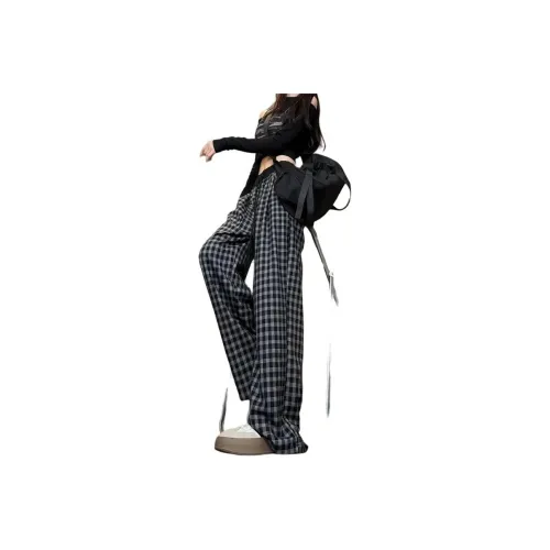 JIMI&JONS Casual Pants Unisex Black Plaid