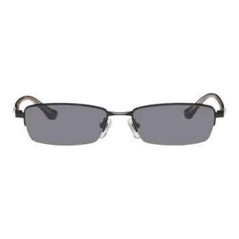 BONNIECLYDE Stainless Steel Acetate Rubber Crystal Rectangular Sunglasses Unisex Tortoiseshell