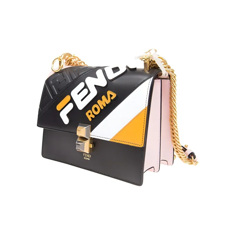FENDI FILA Collaboration Cow Leather Crossbody Bag, Shoulder Bag Trumpets Women's Multicolor-1