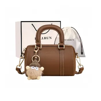 Bullrun Cow Leather With Synthetic Leather Crossbody One Shoulder Handbag Women's Brown