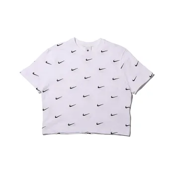 Nike All Over Swoosh Logo Cropped T Shirt White