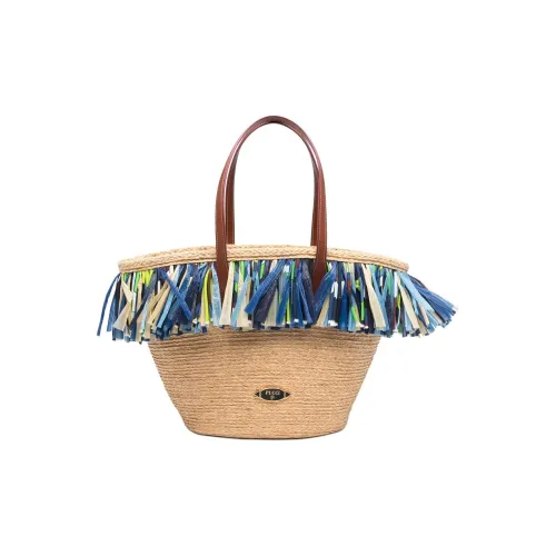 EMILIO PUCCI Straw Beach Bag Handbag Women's Beige