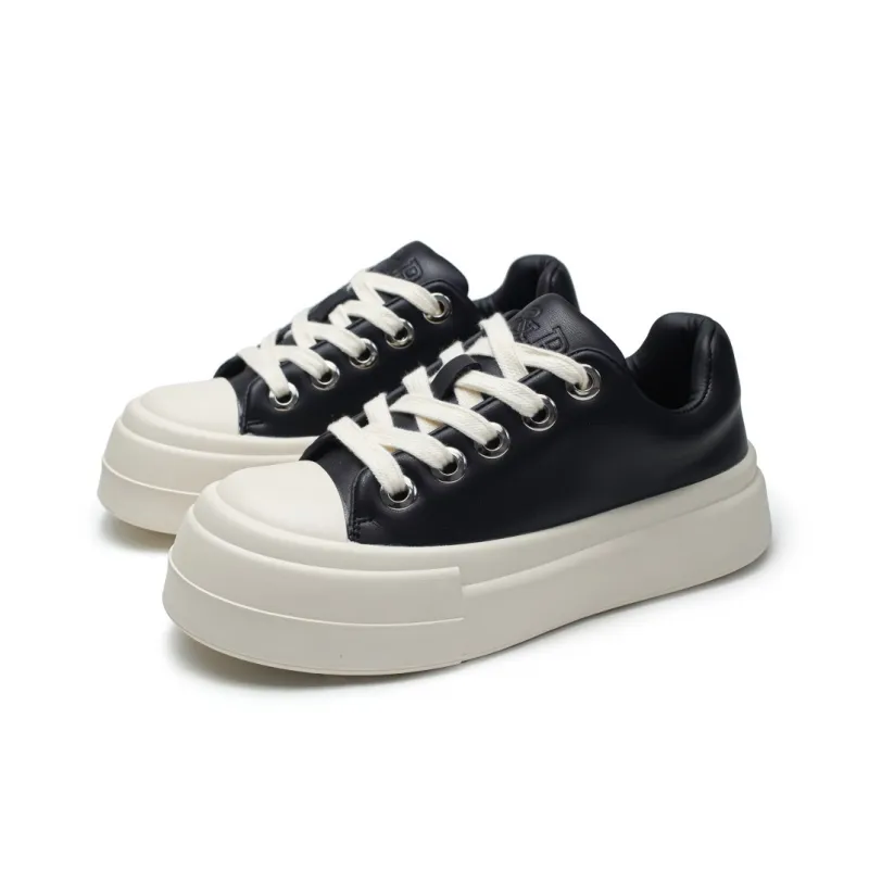 Hip Speed Cushioning Height Increase Low Top Skateboard Shoes Unisex Black-1