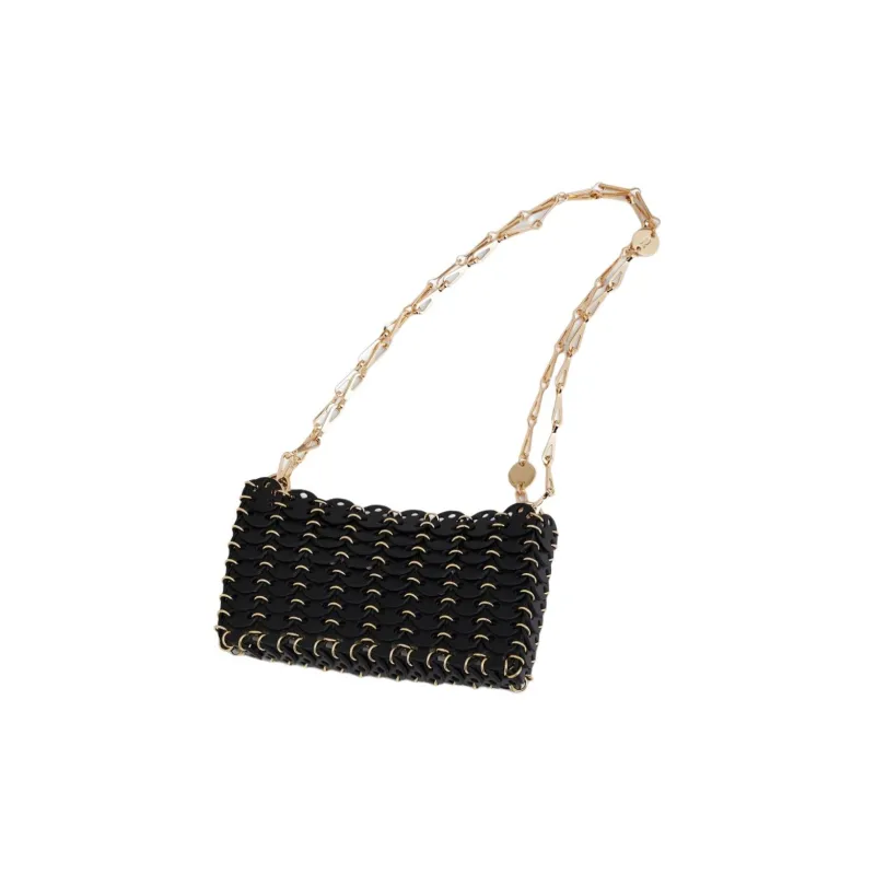 Paco Rabanne Calfskin Shoulder Bag Women's Black & Gold-2