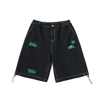GENANX Casual Shorts Unisex Black Green