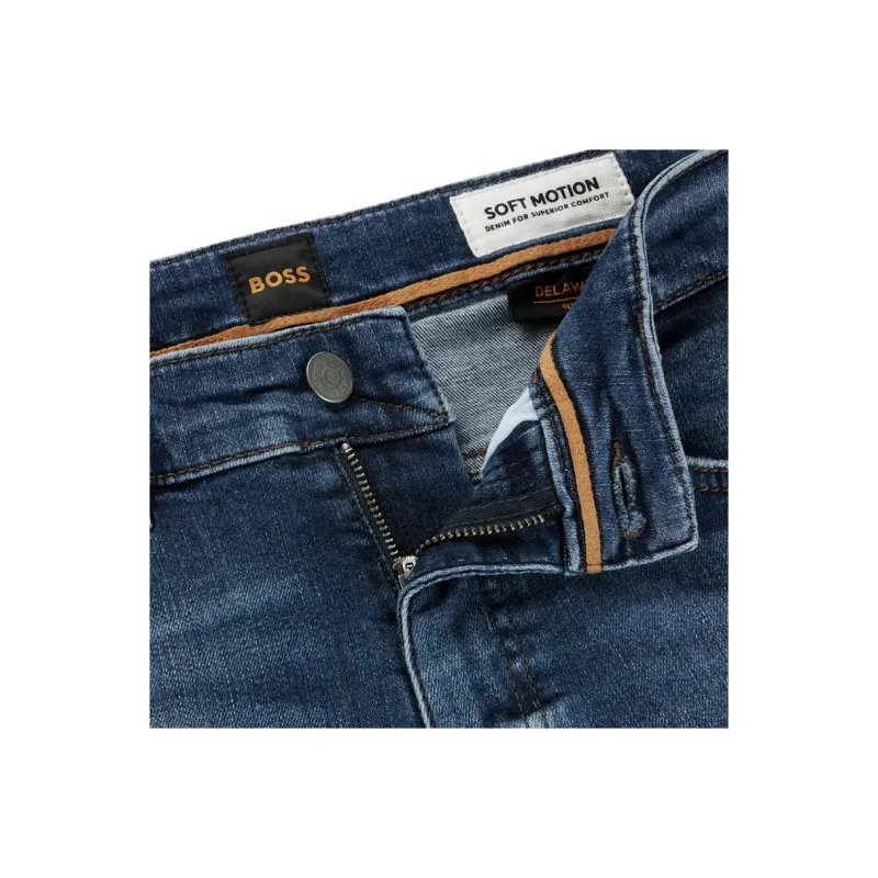HUGO BOSS Slim-Fit Jeans In Red-Cast Soft-Motion Denim Jeans Men's Dark Blue-4