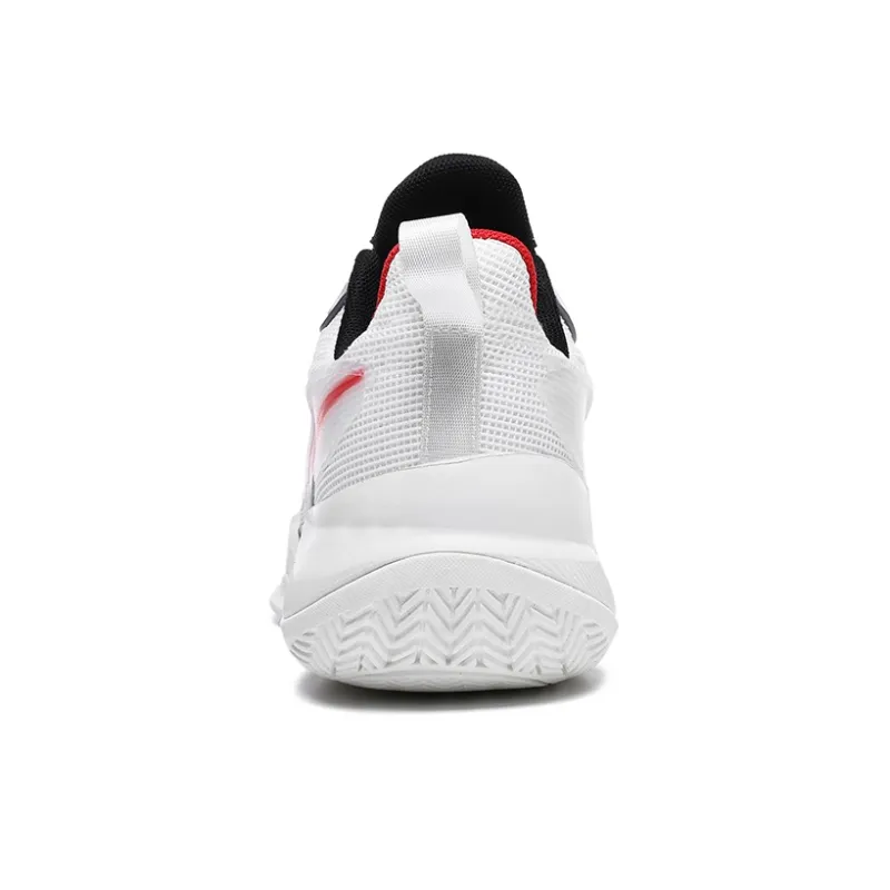 Binary Cushioning Support Abrasion Resistant Breathable Slip Resistant Low Top Basketball Shoes Unisex Black Red-4