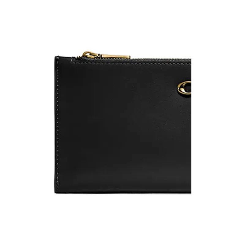 COACH Snap Wallet Calfskin Wallet Women's Black-2