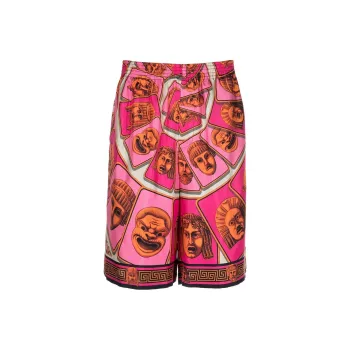 VERSACE Le Maschere Mask Silk Shorts